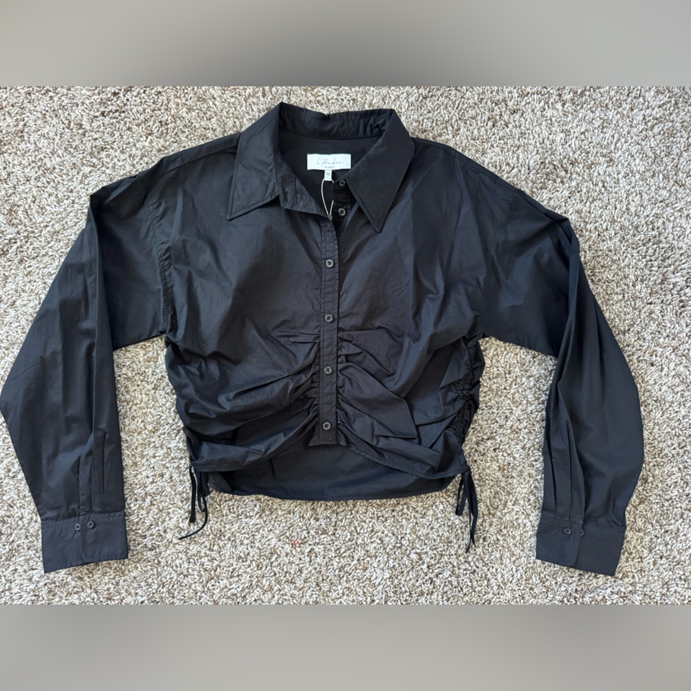 L’academie The Lena Blouse in black size large. NWT, never worn.